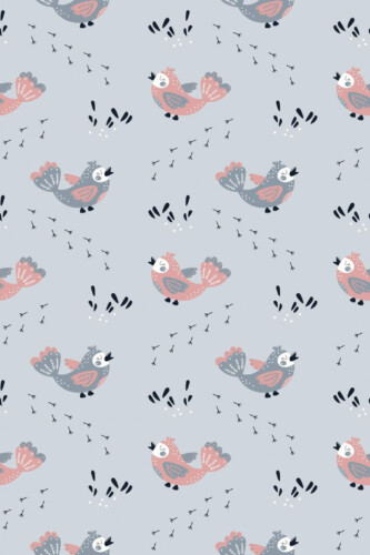 Pattern repeat of Bird nursery removable wallpaper design
