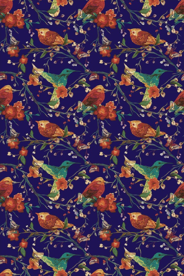 Fancy Walls unpasted wallpaper featuring Enchanted Bird Mosaic
