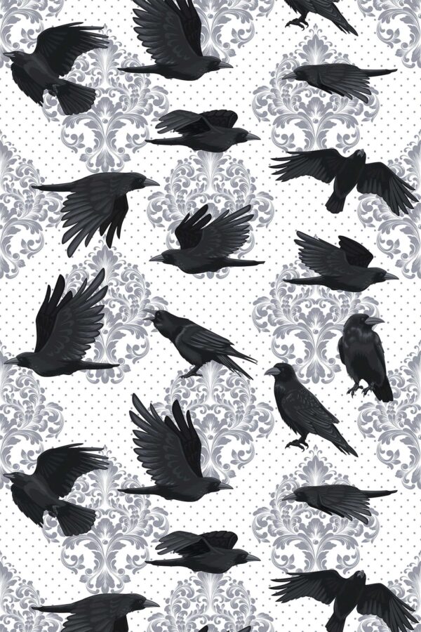 Damask Raven Dance Wallpaper