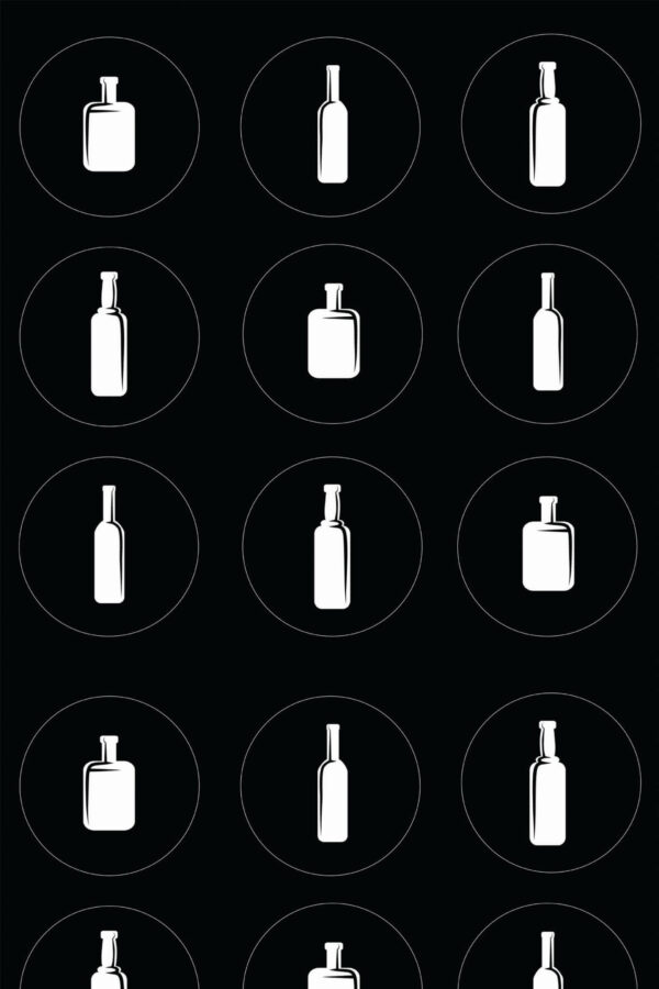 Pattern repeat of Black and White Bottle removable wallpaper design
