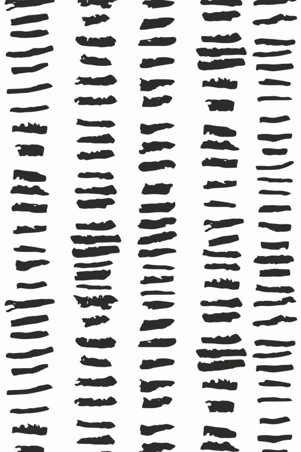 Pattern repeat of Black and white brush stroke pattern removable wallpaper design