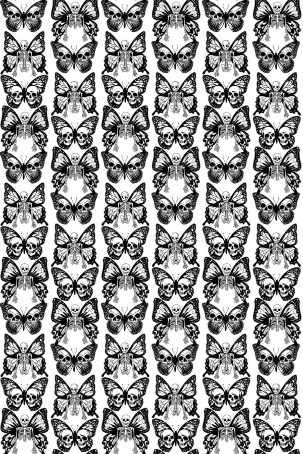 Skull butterfly pattern peel and stick wallpaper by Fancy Walls