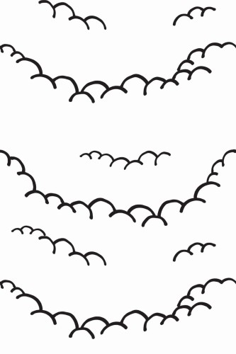 Pattern repeat of Black and white cloud removable wallpaper design
