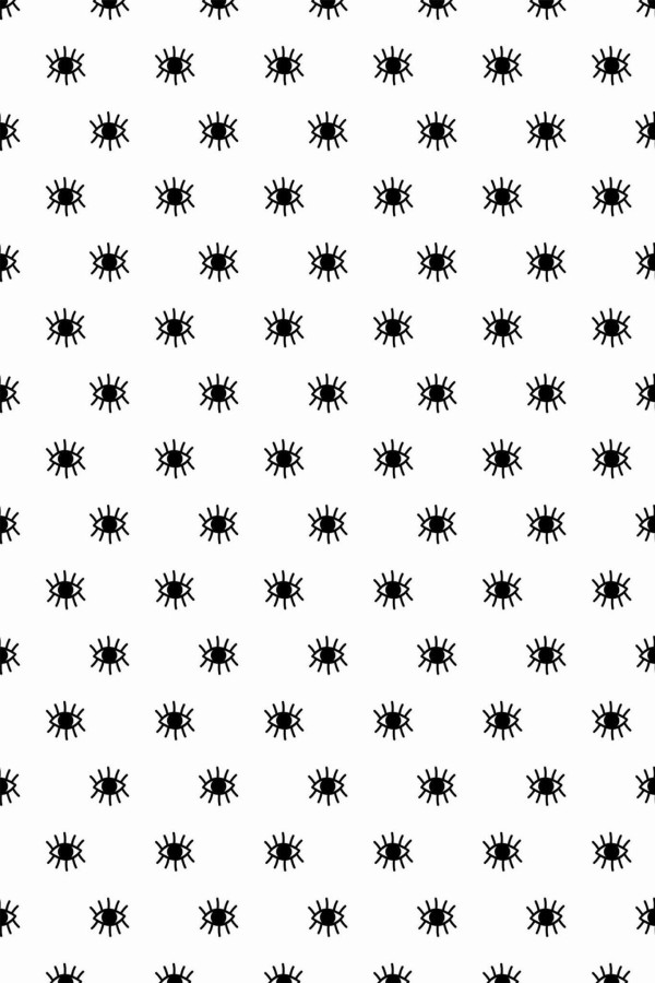 Pattern repeat of Black and white eyes removable wallpaper design