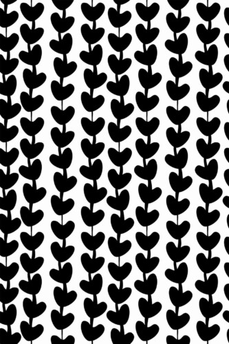 Pattern repeat of Black and white hearts removable wallpaper design