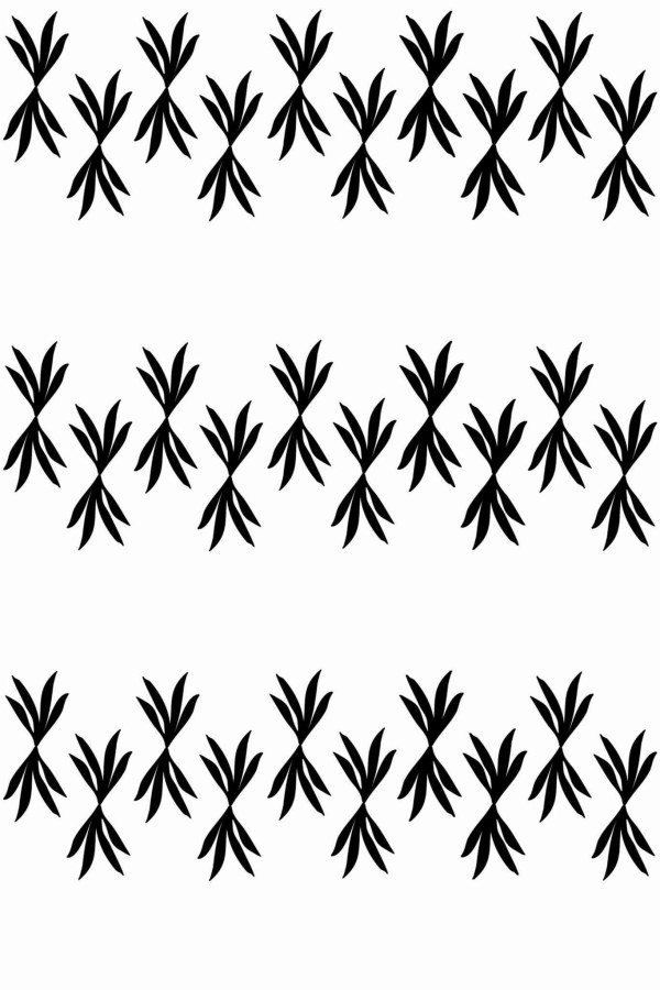 Pattern repeat of Black and white leaf stripe removable wallpaper design