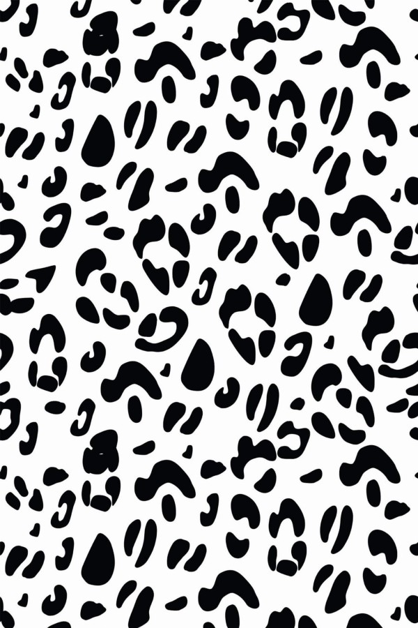 Pattern repeat of Black and white leopard print removable wallpaper design