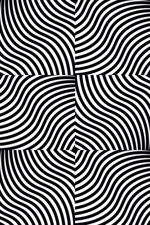 Pattern repeat of Black and white Op Art removable wallpaper design