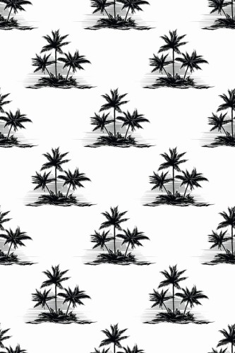 Pattern repeat of Black and white palm trees removable wallpaper design