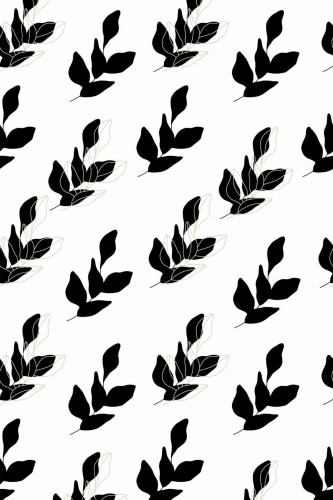 Pattern repeat of Black and white seamless leaf removable wallpaper design