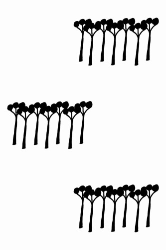 Pattern repeat of Black and white trees removable wallpaper design