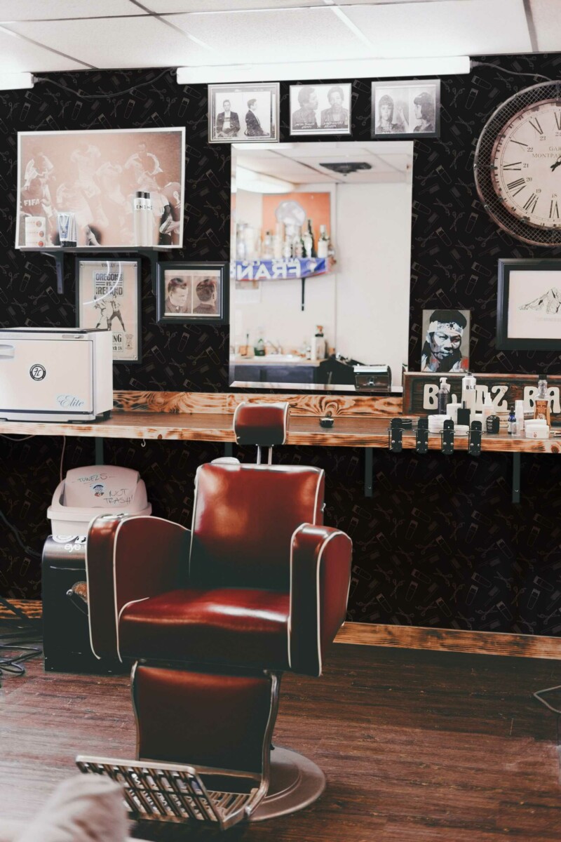Fancy Walls peel and stick wallpaper in NoirBarb design