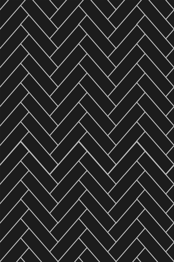 Pattern repeat of Black herringbone removable wallpaper design