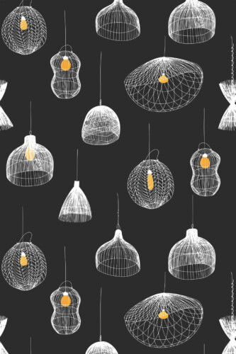Pattern repeat of Black lamps removable wallpaper design
