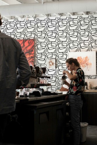 Traditional Wallpaper with Black and White Aesthetic Brush Pattern by Fancy Walls