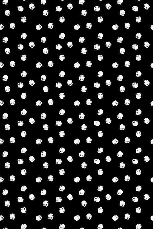 Pattern repeat of Black with white dots removable wallpaper design