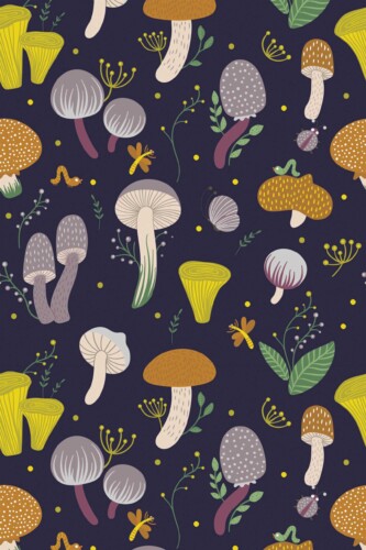 Fancy Walls traditional wallpaper aesthetic blue mushroom pattern