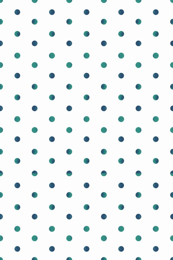 Pattern repeat of Blue and teal polka dot removable wallpaper design