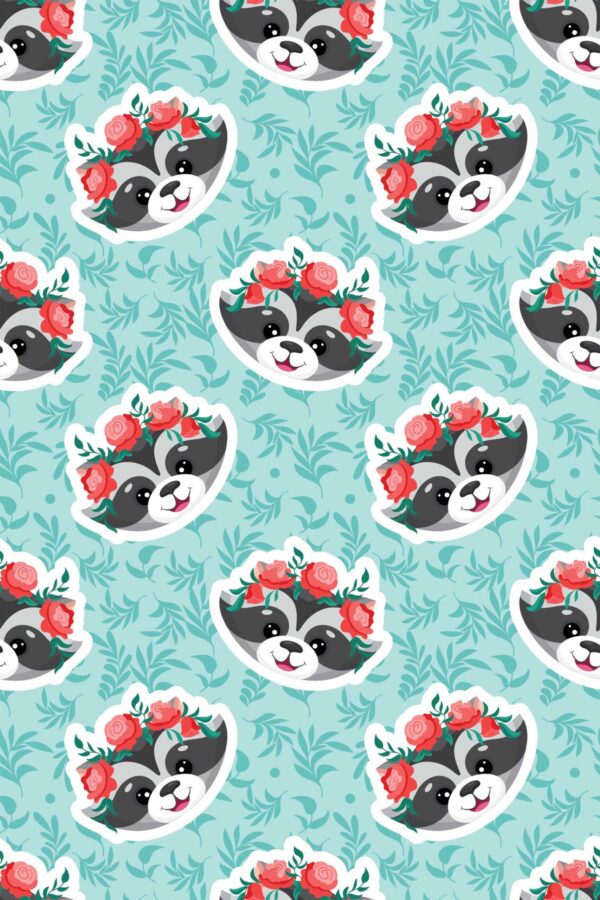 Fancy Walls Blue Animal wallpaper for Kids room walls in Cute Kawaii style traditional wallpaper.