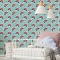 Fancy Walls Blue Animal wallpaper for Kids room walls in Cute Kawaii style self-adhesive wallpaper.