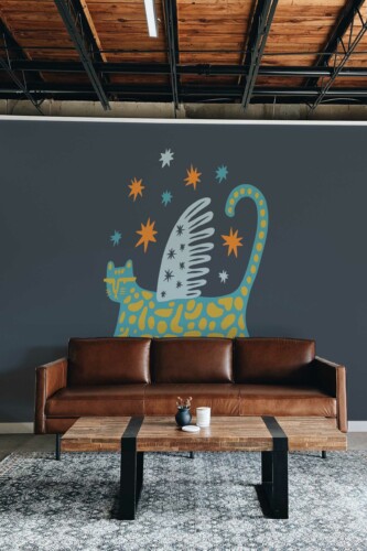 Fancy Walls peel and stick wall murals with cute serious kitten theme