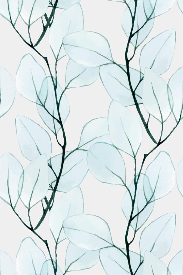 Pattern repeat of Blue Branch Hue removable wallpaper design