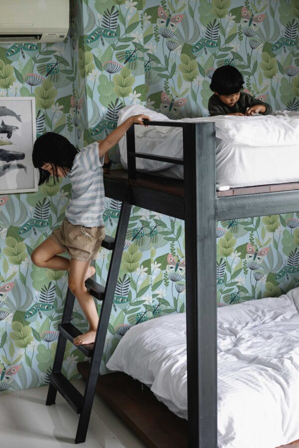 Fancy Walls blue butterfly removable wallpaper botanical style