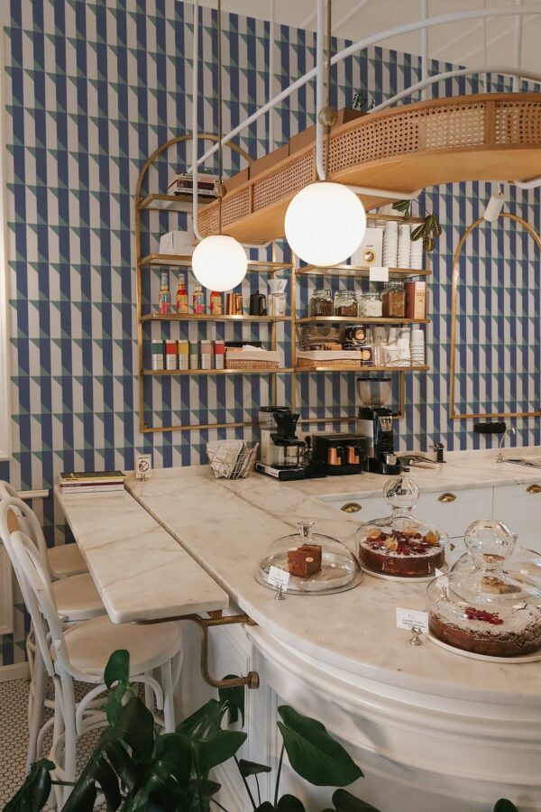 Fancy Walls Blue Cafe peel and stick wallpaper