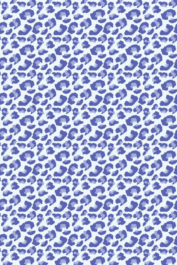 Pattern repeat of Blue cheetah print removable wallpaper design