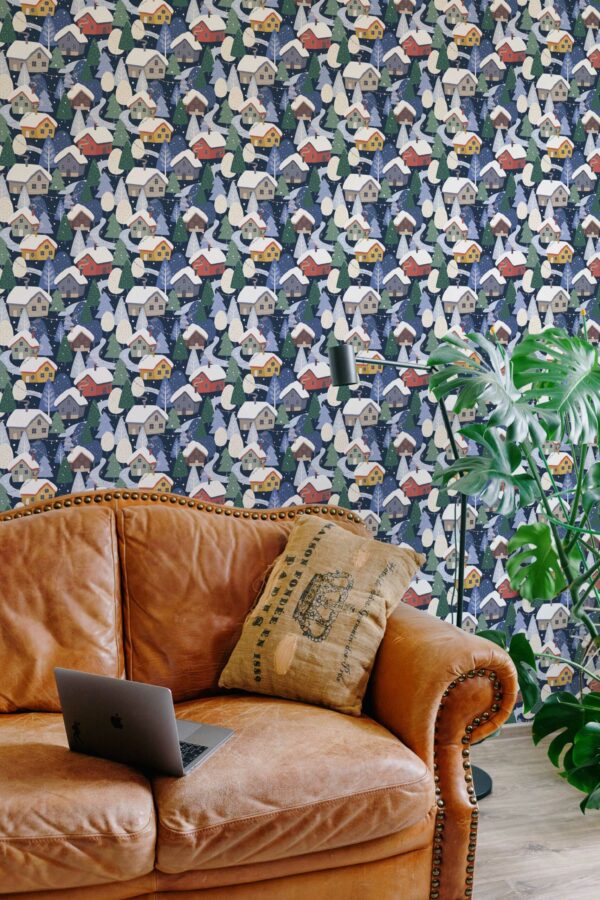 Fancy Walls removable wallpaper with moody Christmas blue