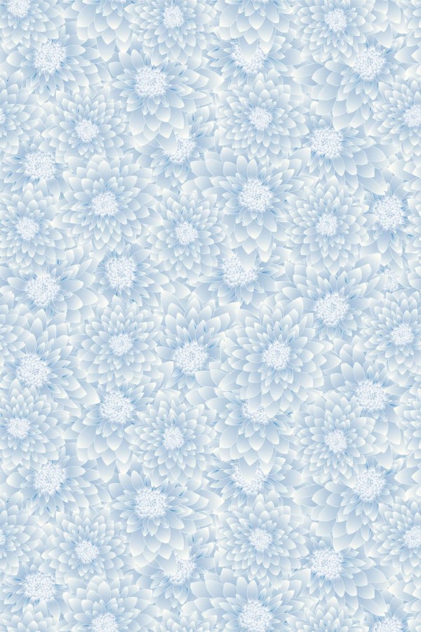 Pattern repeat of Blue chrysanthemum removable wallpaper design