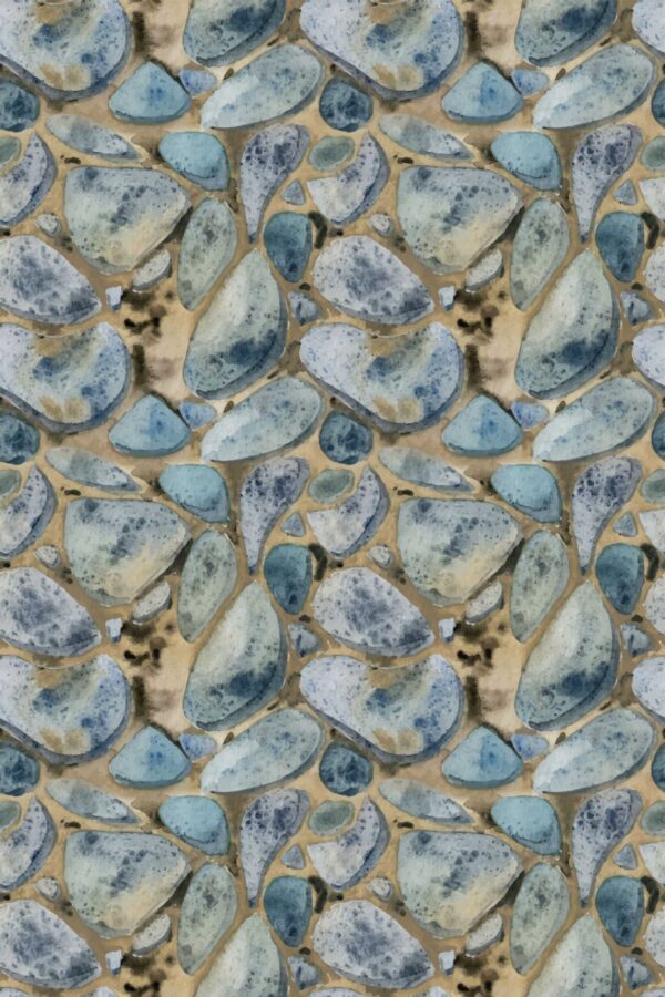 Blue Stone Look Peel and Stick Wallpaper by Fancy Walls.