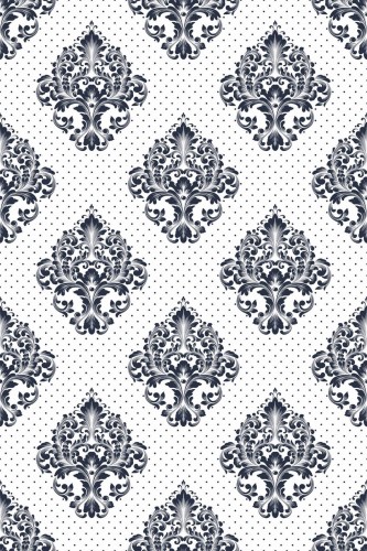 Pattern repeat of Blue damask removable wallpaper design