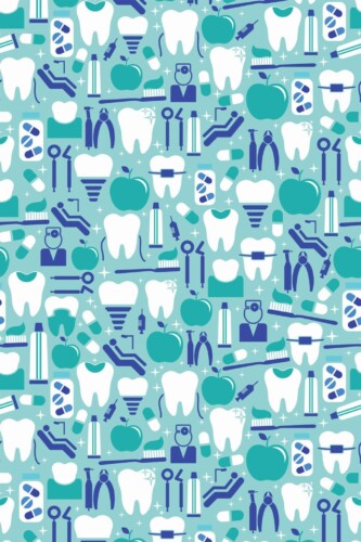 Pattern repeat of Blue Dental Harmony removable wallpaper design