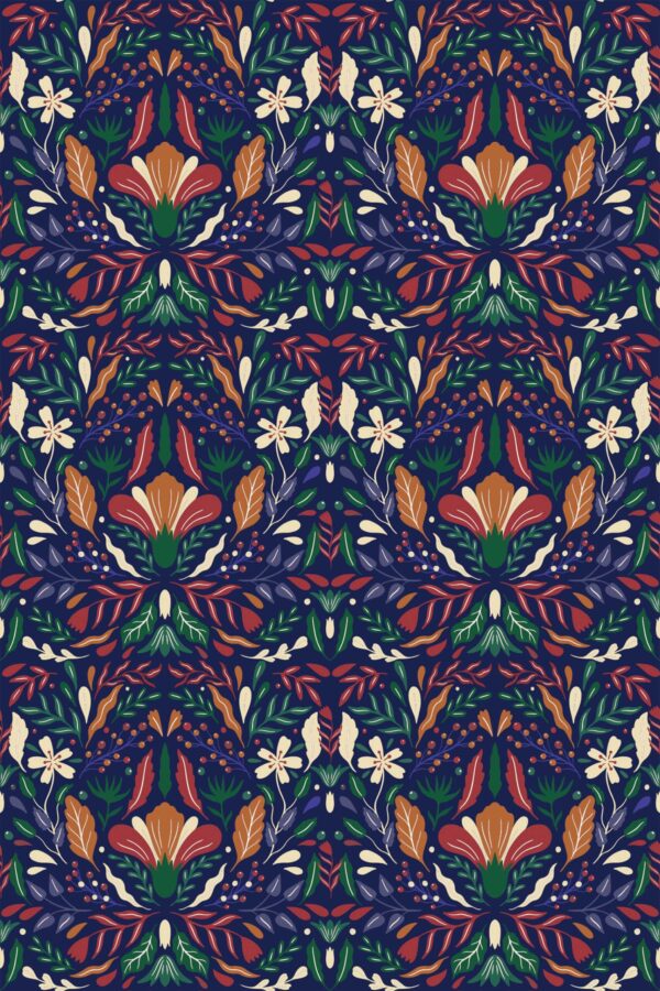 Fancy Walls Blue Floral wallpaper for Living room walls in Scandinavian style self-adhesive wallpaper.