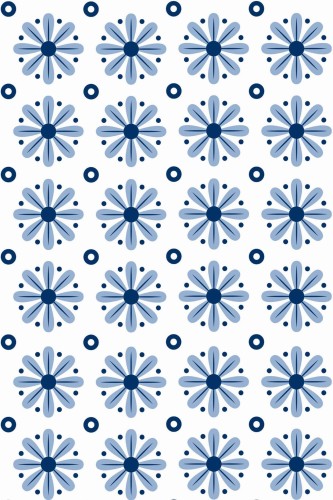 Pattern repeat of Blue floral tile effect removable wallpaper design