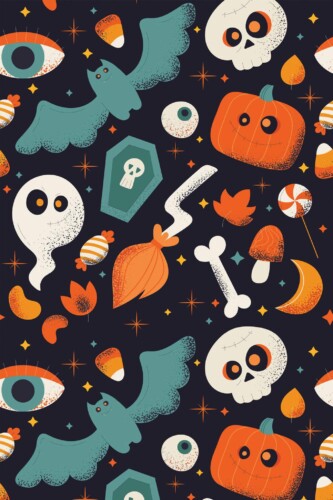 Pattern repeat of Blue Fright removable wallpaper design