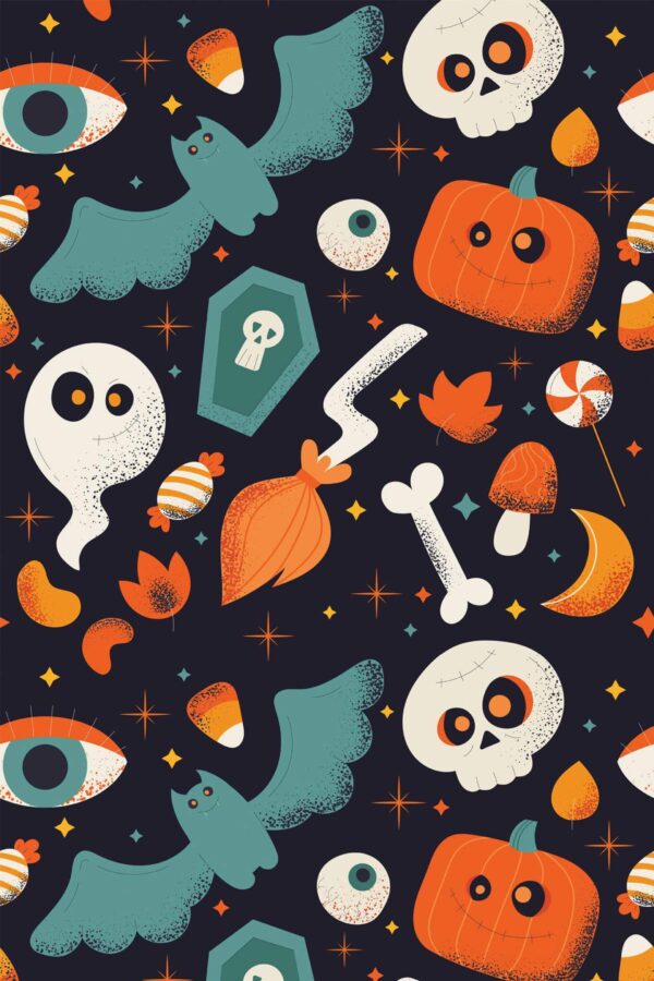 Pattern repeat of Blue Fright removable wallpaper design