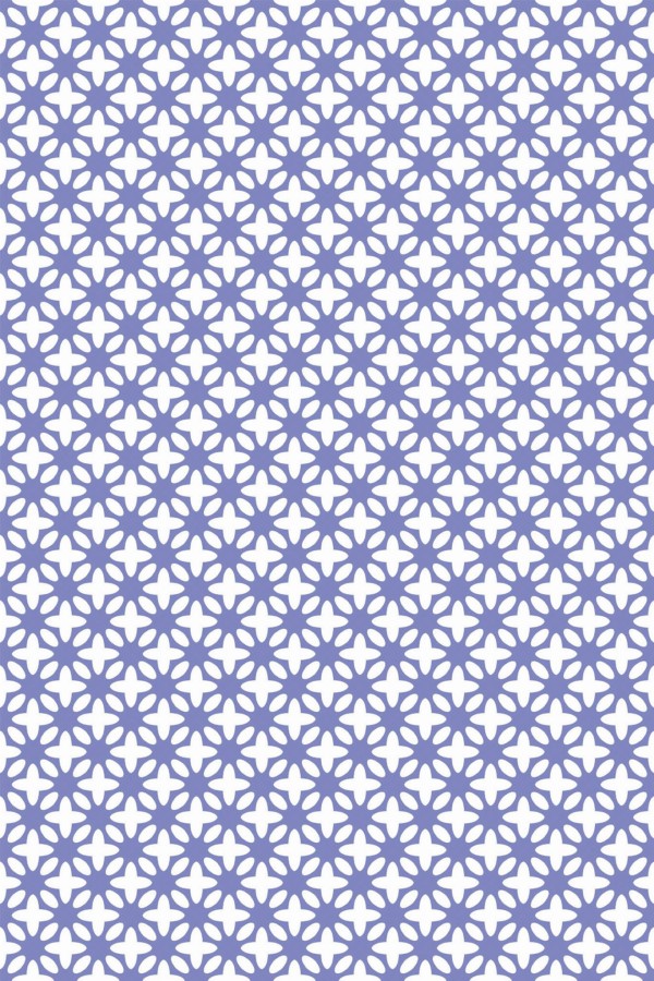 Pattern repeat of Blue geometric floral removable wallpaper design