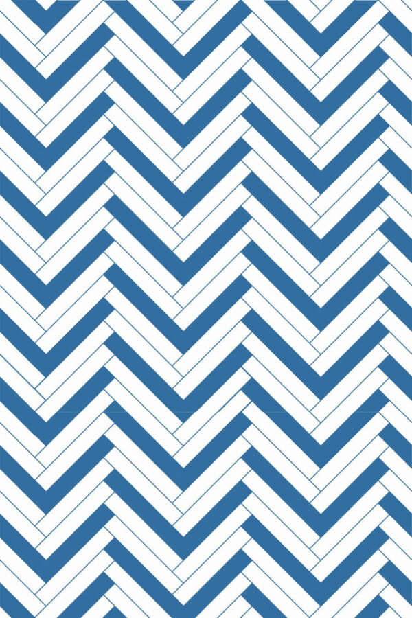 Pattern repeat of Blue herringbone removable wallpaper design