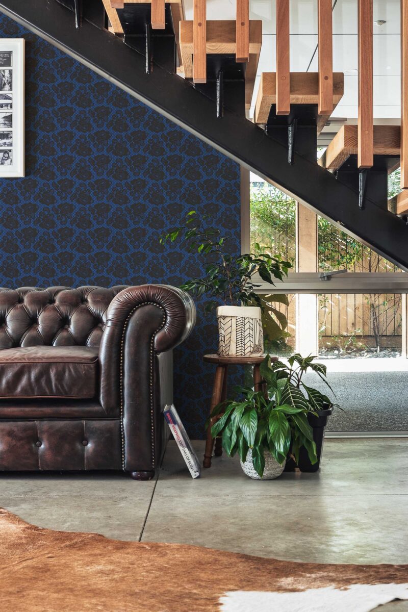 Deep Blue Rose Laces Wallpaper