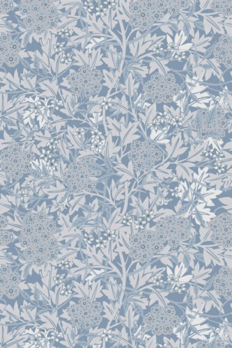 Pattern repeat of Blue vintage leaf removable wallpaper design