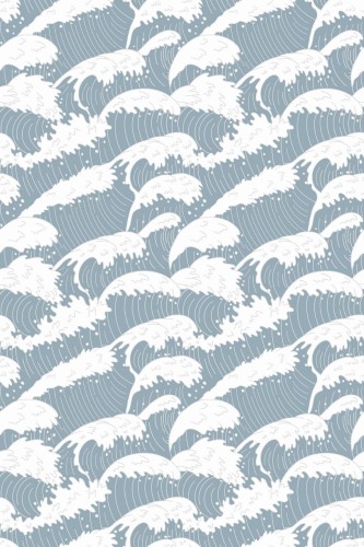 Pattern repeat of Blue wave removable wallpaper design