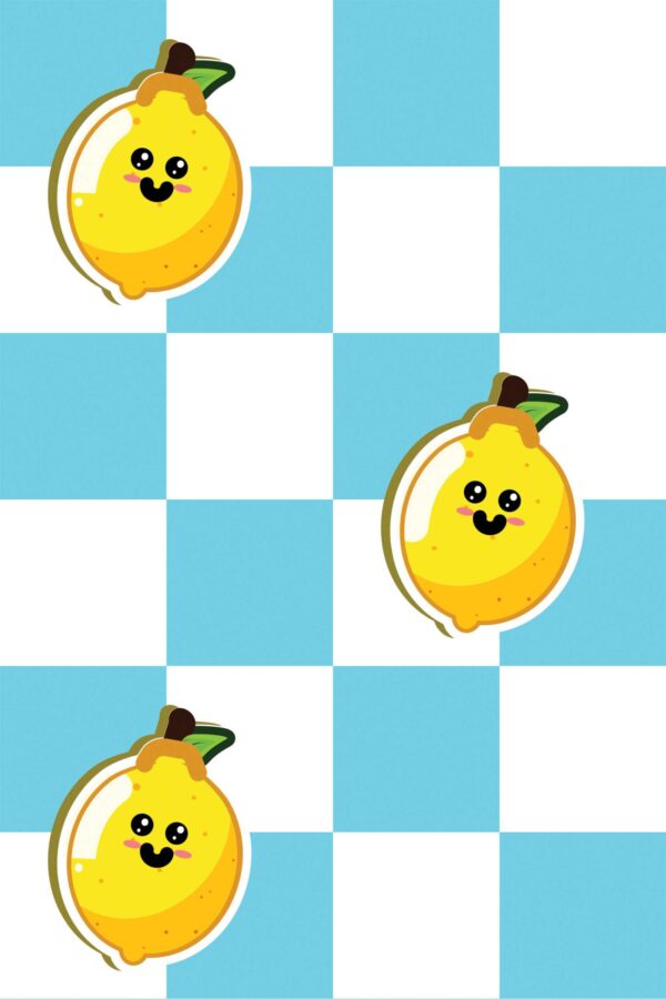 Fancy Walls Blue and white Check wallpaper for Bakery walls in Cute Kawaii style unpasted wallpaper.