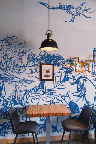 Fancy Walls Whimsical Garden Party Blue White Delight wall paper mural