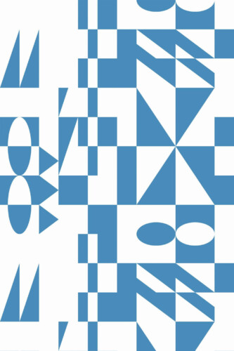 Pattern repeat of Blue-White Geometry removable wallpaper design
