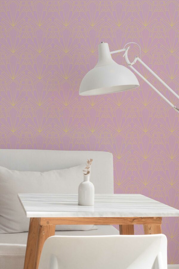 Fancy Walls peel and stick wallpaper featuring Pink Geometric Art Deco