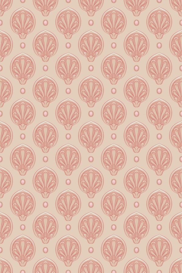 Pink Art Deco Seashell traditional wallpaper in pink by Fancy Walls