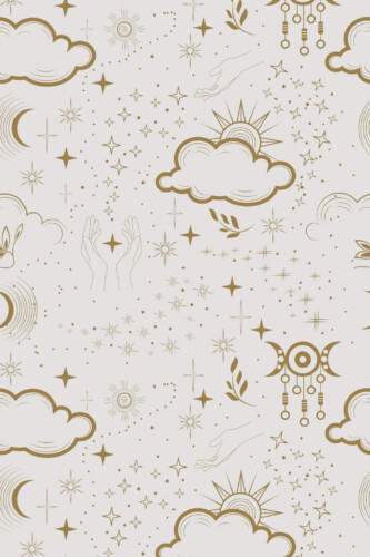 Pattern repeat of Boho astrology removable wallpaper design