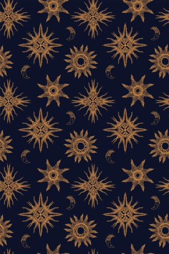 Pattern repeat of Boho celestial removable wallpaper design